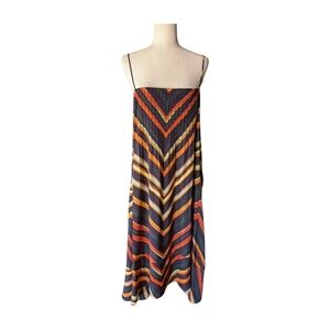 Anthropologie Runi Striped Chevron Midi Crisscross Back Slip Dress Size XL‎